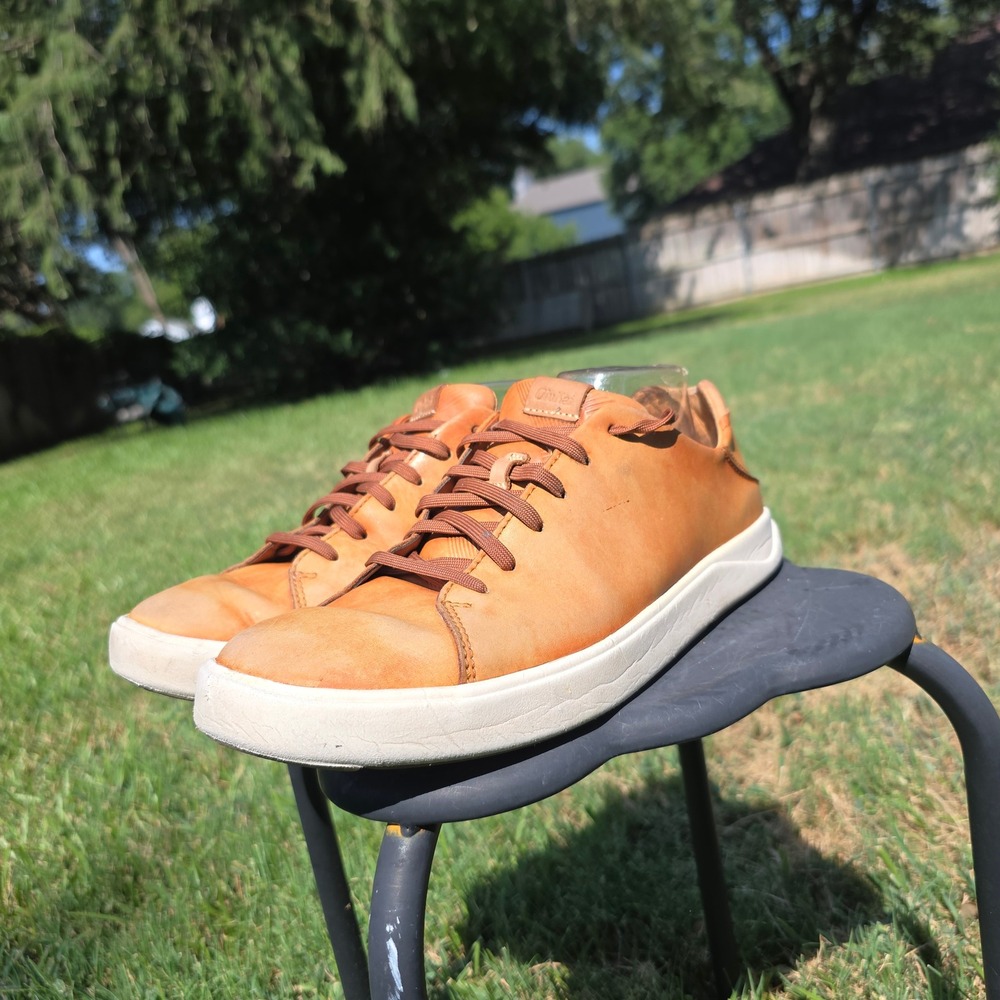 OluKai Lae'ahi Li 'Ili Mens Leather Sneakers Tan Low Top Casual Shoes 10443-4040
